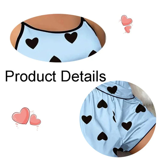 Heart Print Short Sleeve Sleepwear Set by MadisonnSavannahBoutique