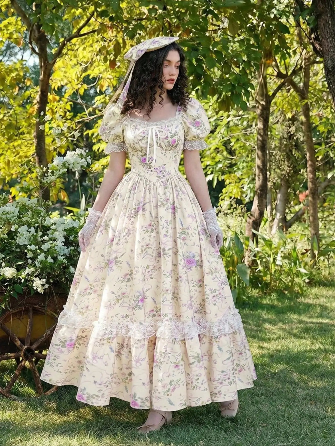 Maxi Dress With Puffed Sleeves, Square Neck, Ruched Bodice, Elegant Style by MadisonnSavannahBoutique