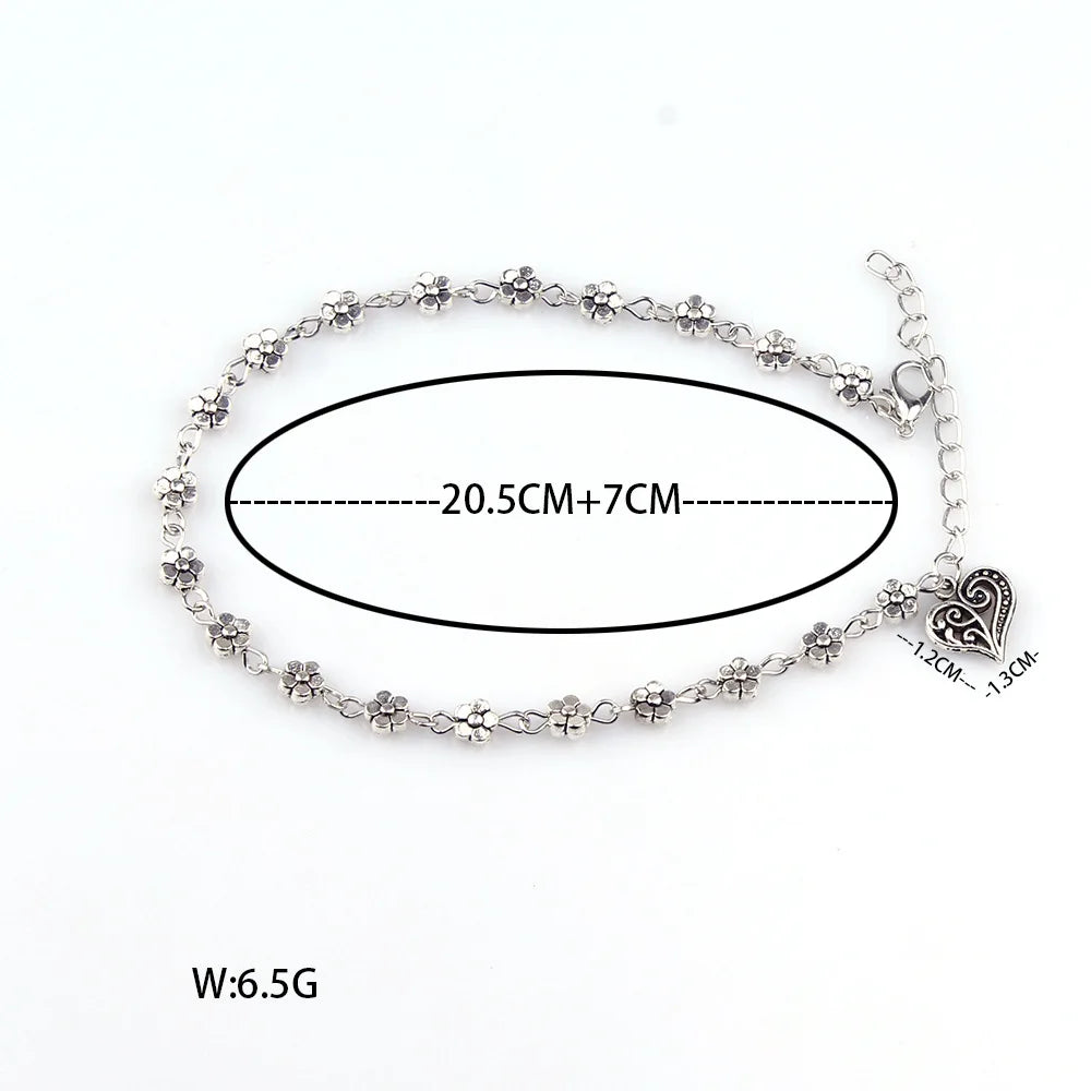 Ankle Bracelet Heart Silver by MadisonnSavannahBoutique