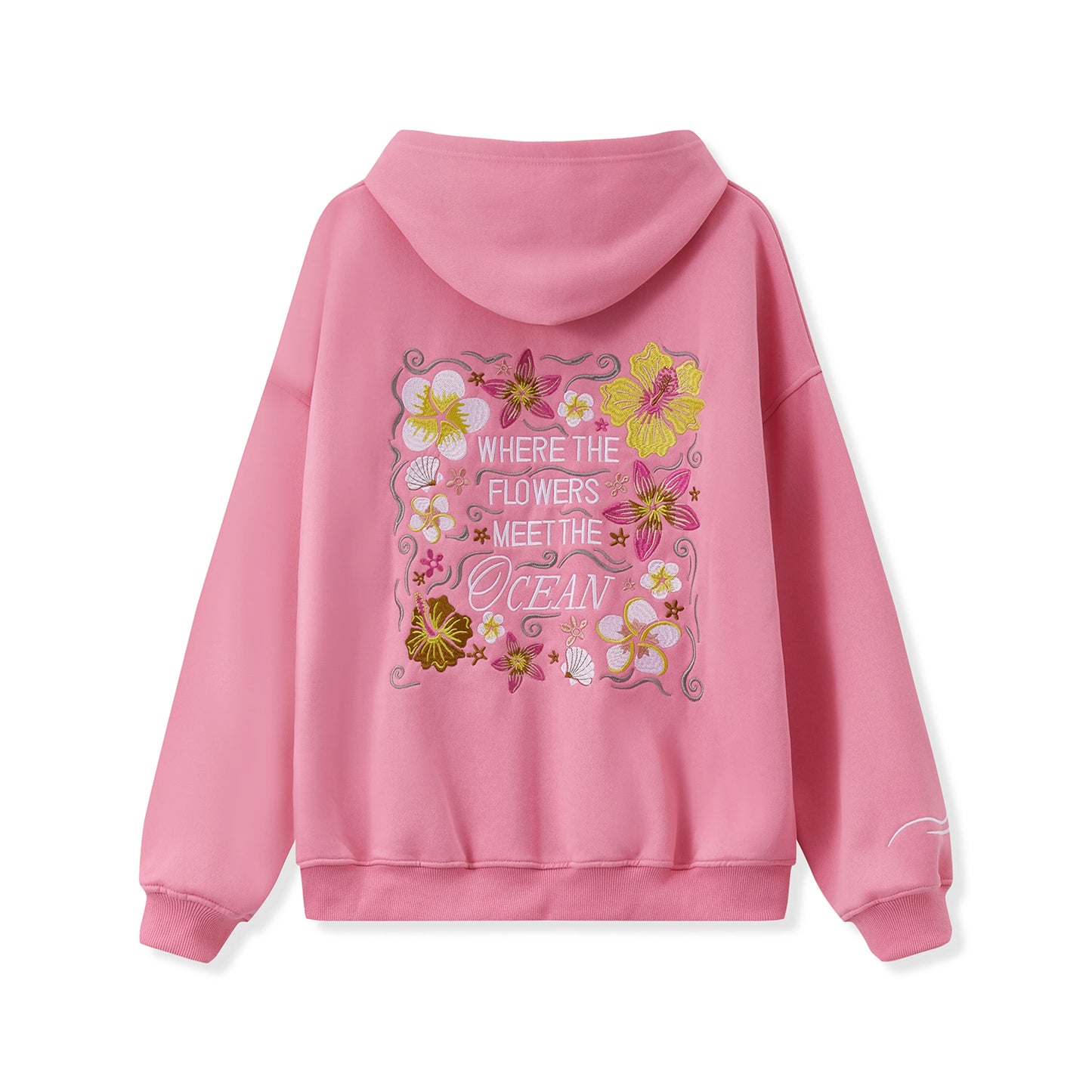 Pink "Where The Flowers Meet The Ocean" Embroidered Hoodie by MadisonnSavannahBoutique