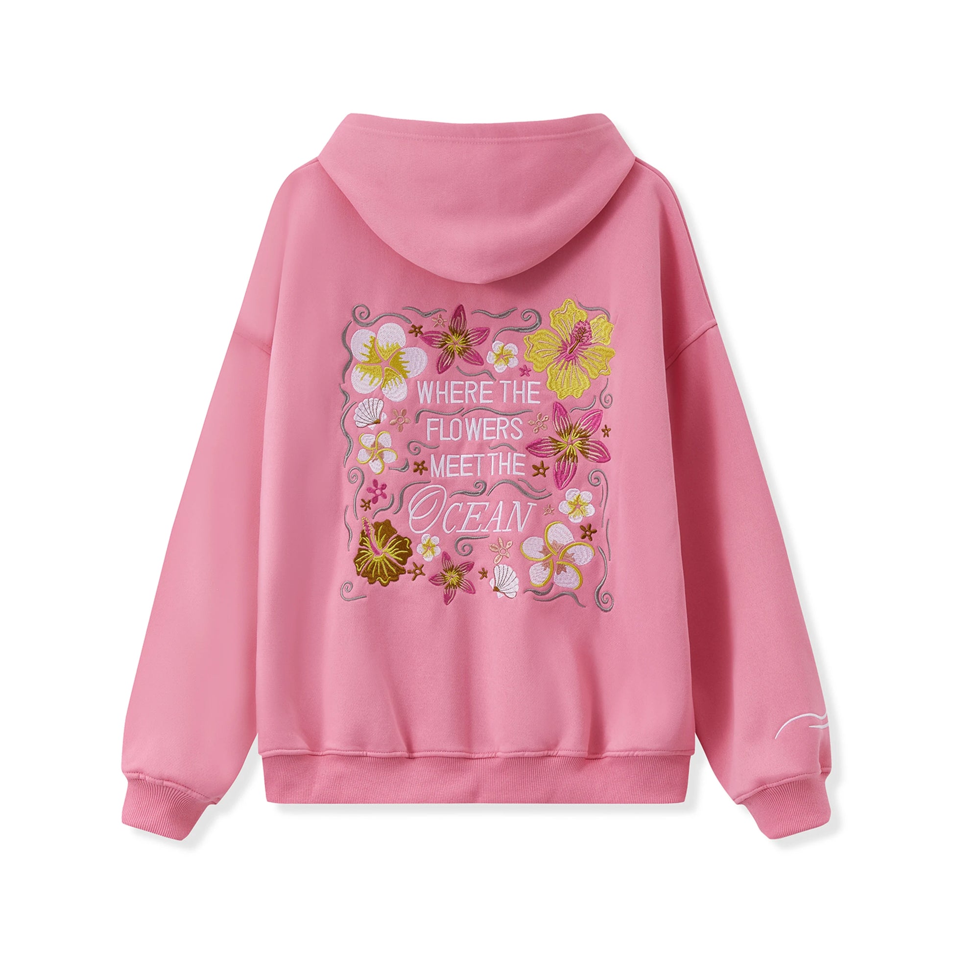 Pink "Where The Flowers Meet The Ocean" Embroidered Hoodie by MadisonnSavannahBoutique