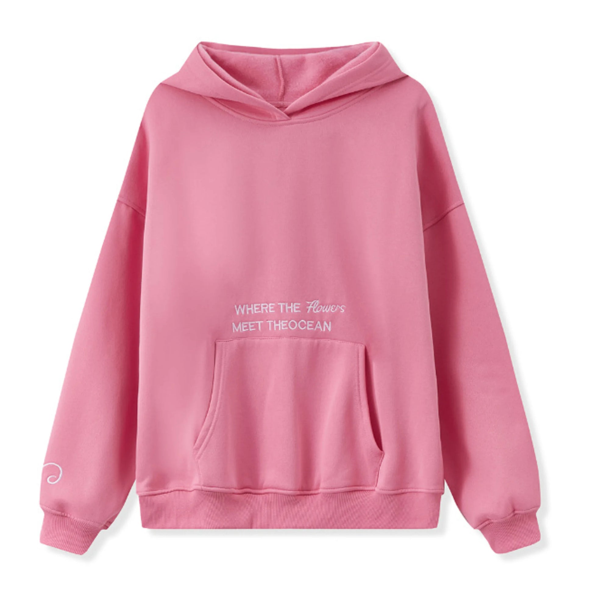 Pink "Where The Flowers Meet The Ocean" Embroidered Hoodie by MadisonnSavannahBoutique