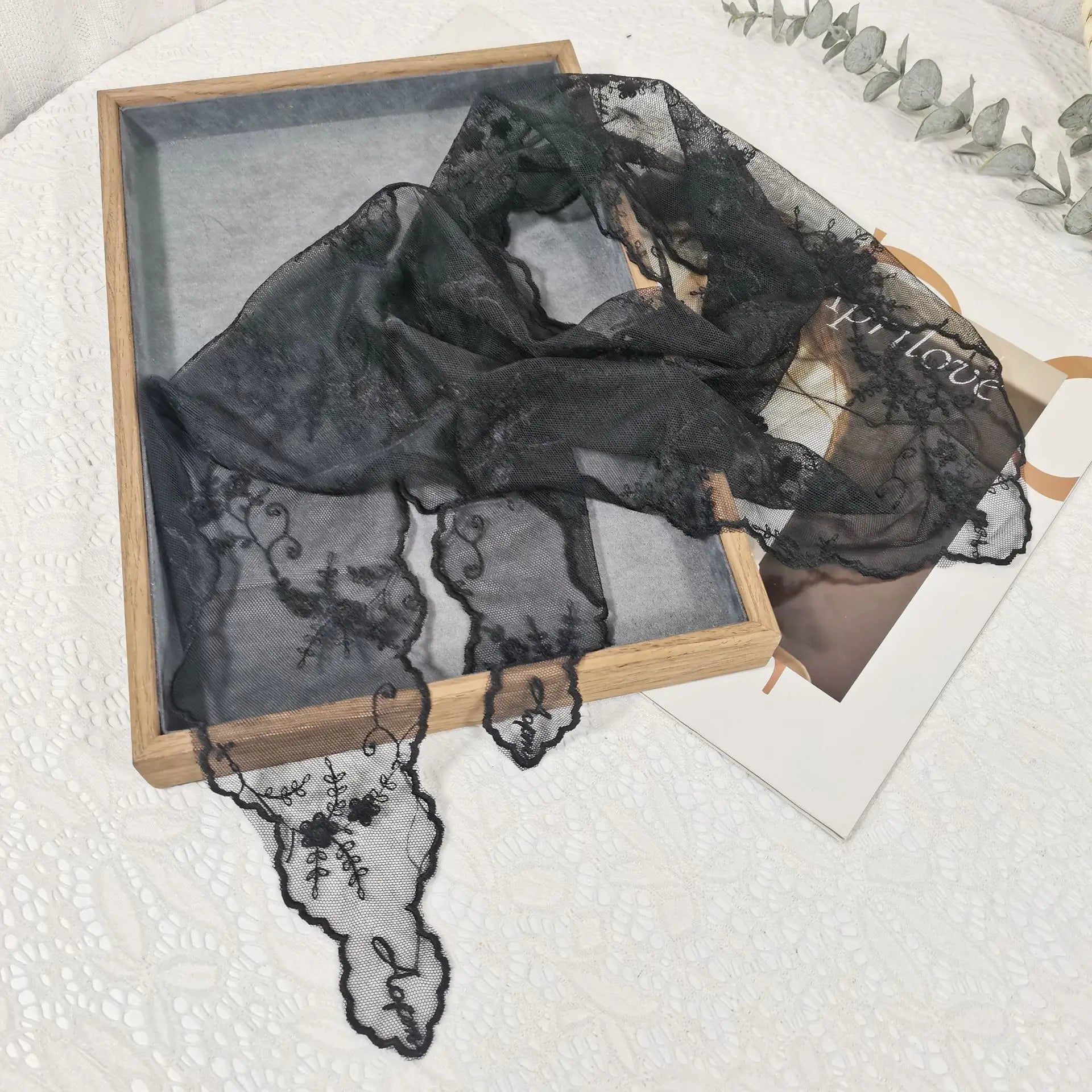 Lace Embroidered Silk Scarf by MadisonnSavannahBoutique