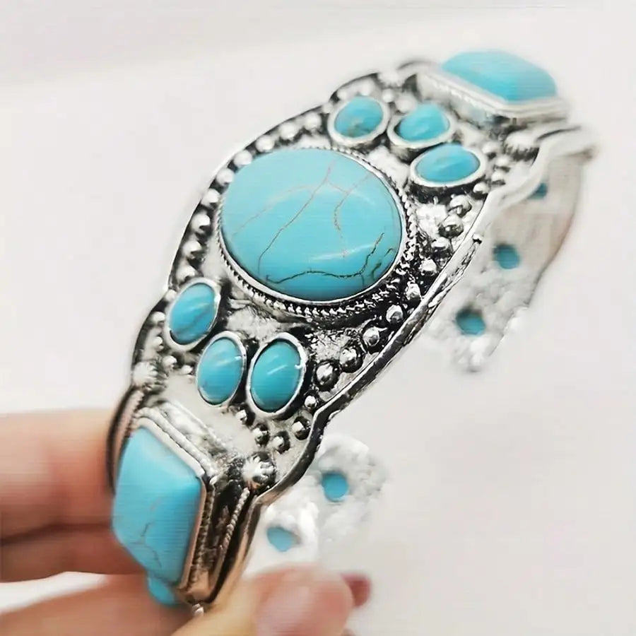 1 Piece/Retro Bohemian Natural Turquoise Bracelet by MadisonnSavannahBoutique