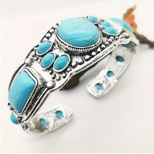 1 Piece/Retro Bohemian Natural Turquoise Bracelet by MadisonnSavannahBoutique