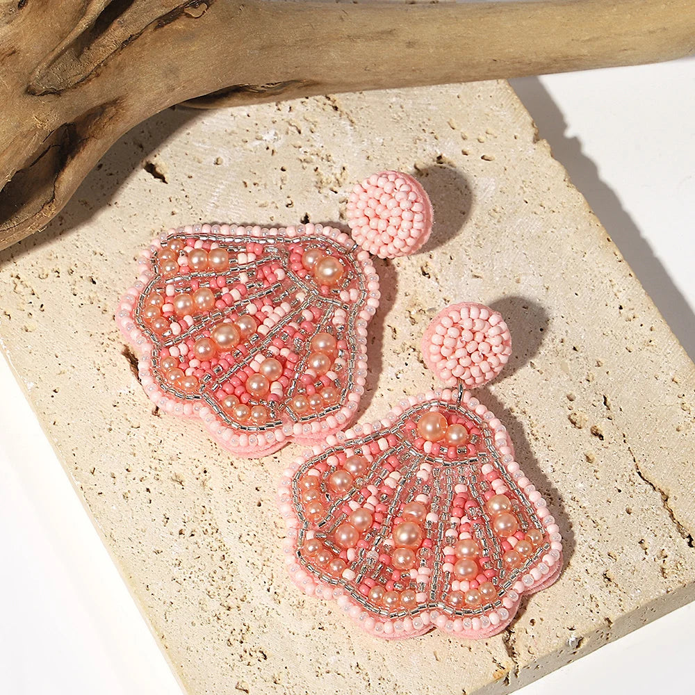 Bohemian Starfish Lobster Conch Seed Bead Drop Earrings Handmade by MadisonnSavannahBoutique