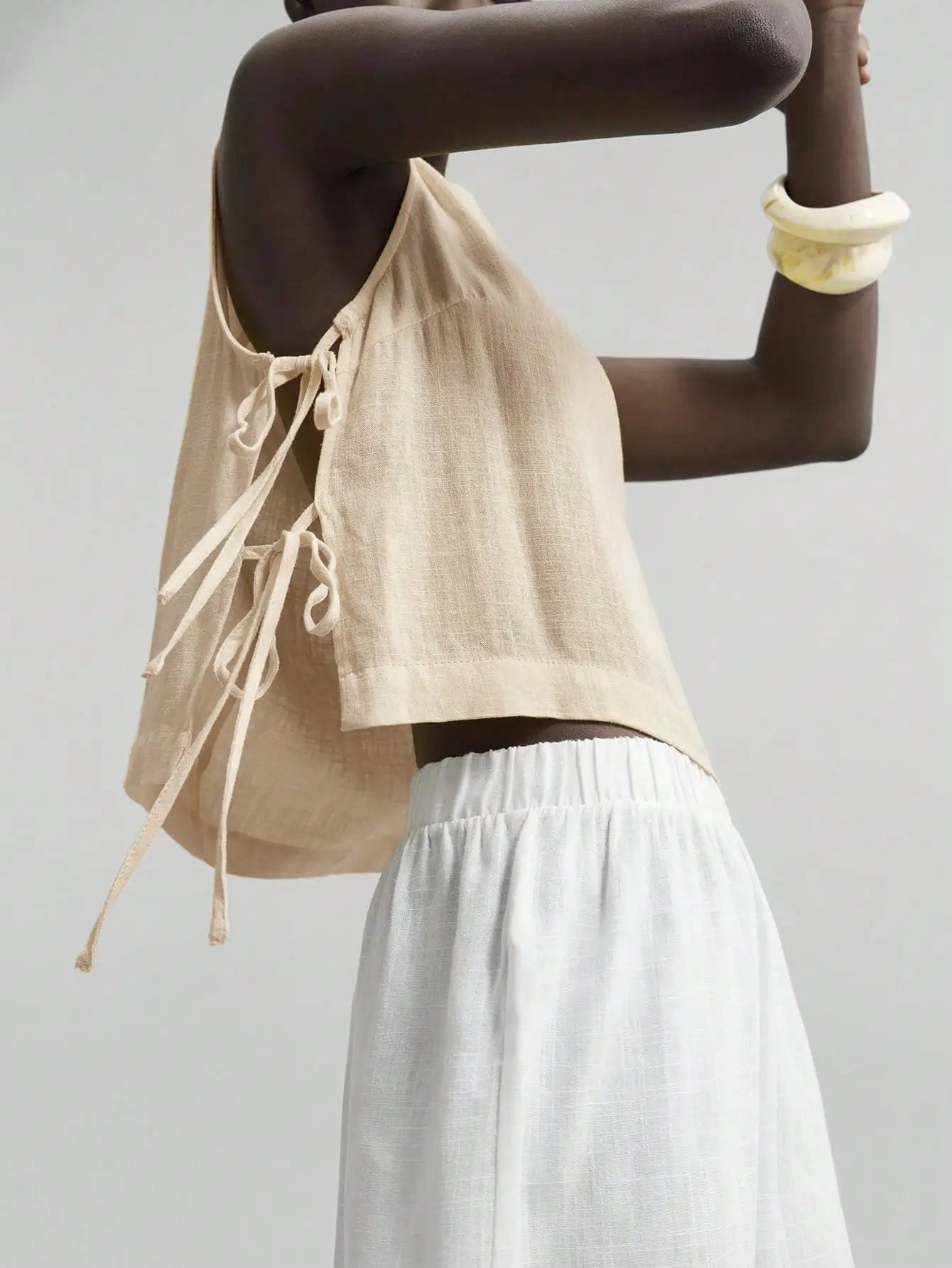 Linen Sleeveless Tank Top With Side Bow Tie Detail Boho by MadisonnSavannahBoutique