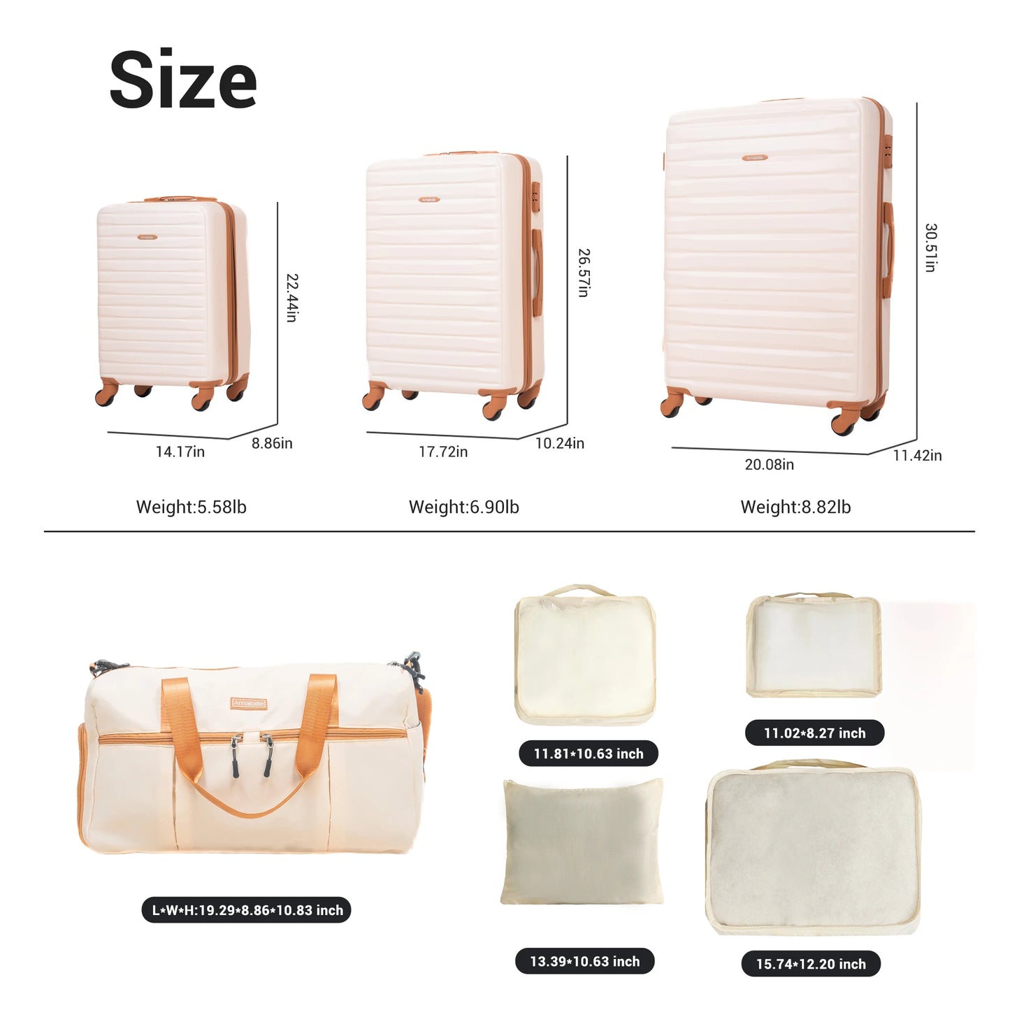 3 Piece Suitcases with Double Spinner Wheel, Hard Case Luggage with TSA Lock, Travel Duffle Bag by MadisonnSavannahBoutique