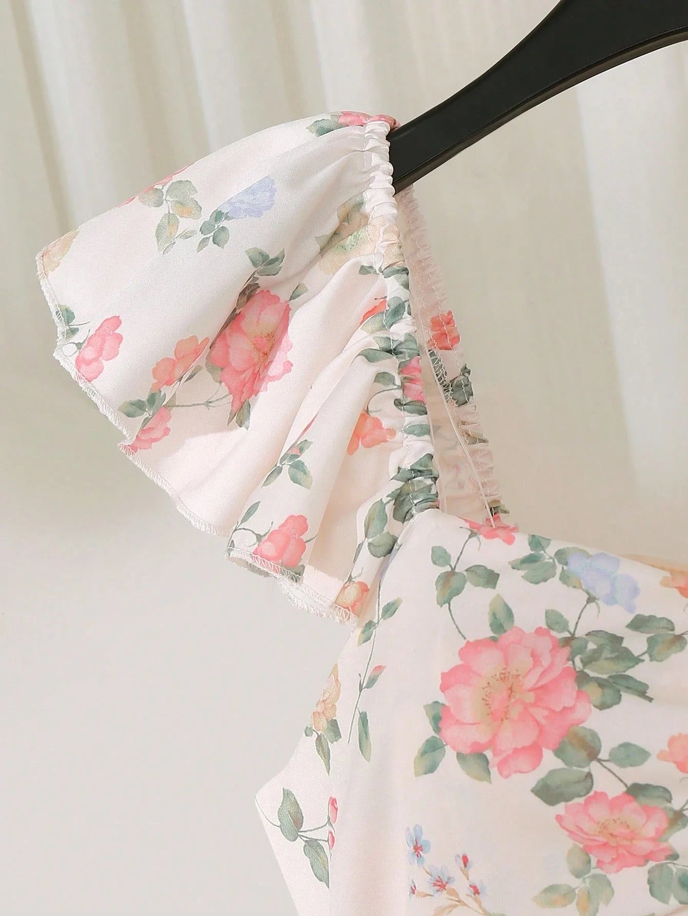Floral Print Square Neck Flare Sleeve A-Line Maxi Dress With Zipper Back by MadisonnSavannahBoutique