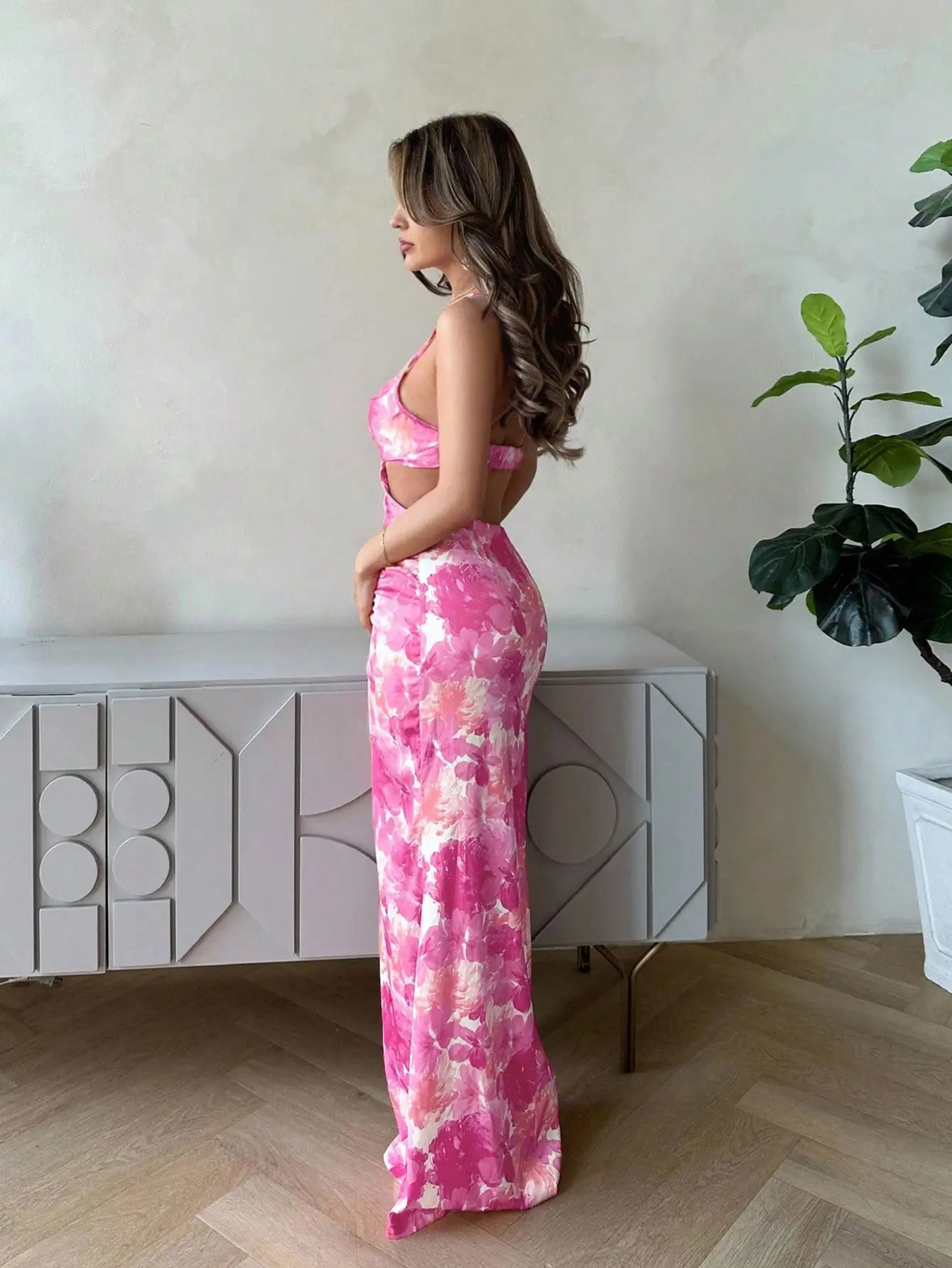 Elegant Floral Print Backless Maxi Dress by MadisonnSavannahBoutique