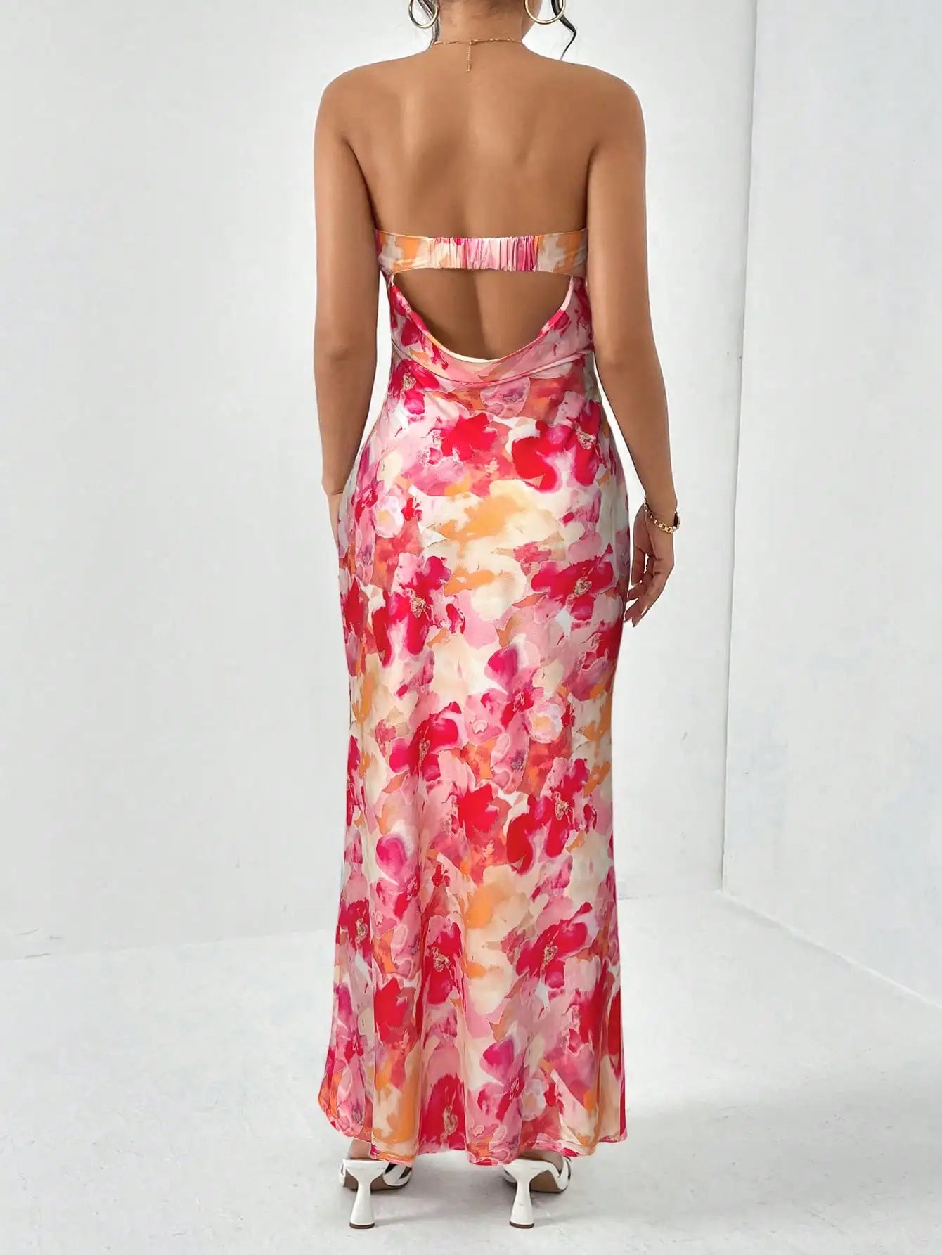 Women Sleeveless Backless Floral Print Maxi Dress Summer by MadisonnSavannahBoutique