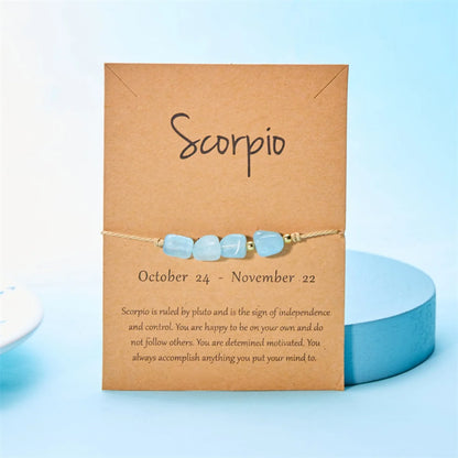 Charm 12 Constellation Irregular Natural Stone Beads Bracelets Birthstone Zodiac Signs by MadisonnSavannahBoutique