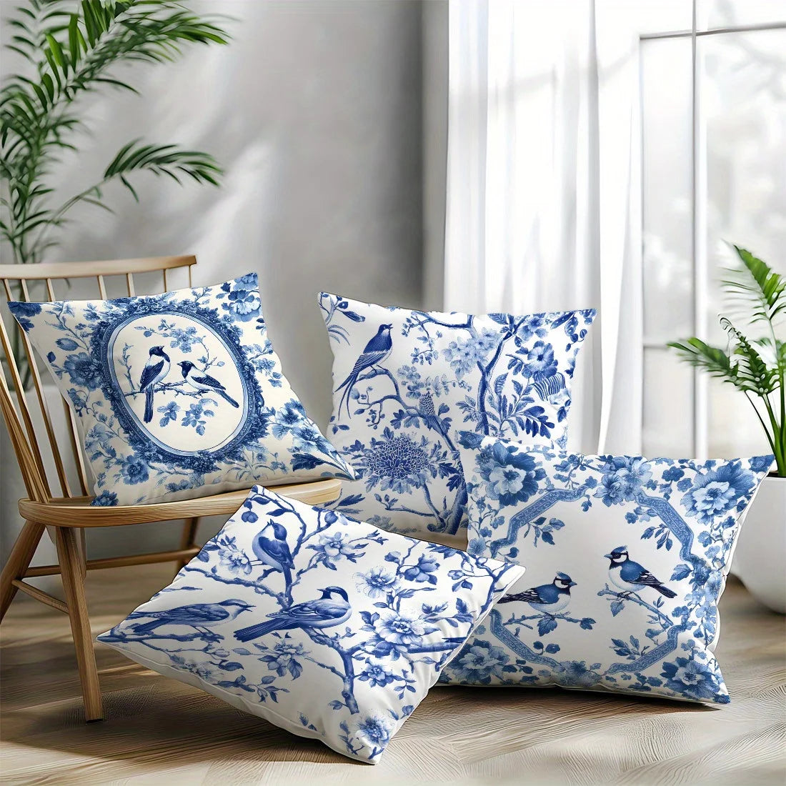Pillow Covers 18x18 Inch Blue White by MadisonnSavannahBoutique