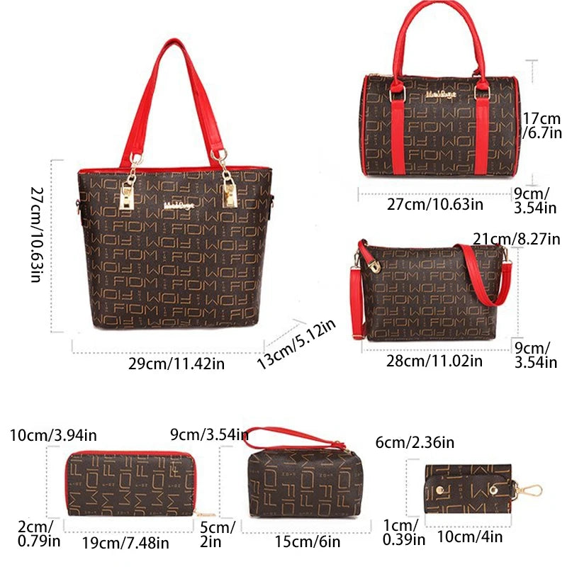 6-Pcs Women Handbag Purse Shoulder Totes Satchel Bags Top-Handle Boston Bag Crossbody Bag Wallet Messenger Set by MadisonnSavannahBoutique