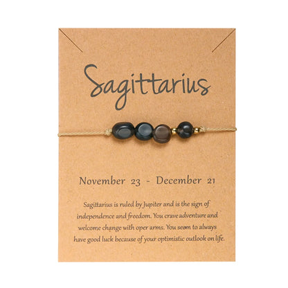 Charm 12 Constellation Irregular Natural Stone Beads Bracelets Birthstone Zodiac Signs by MadisonnSavannahBoutique