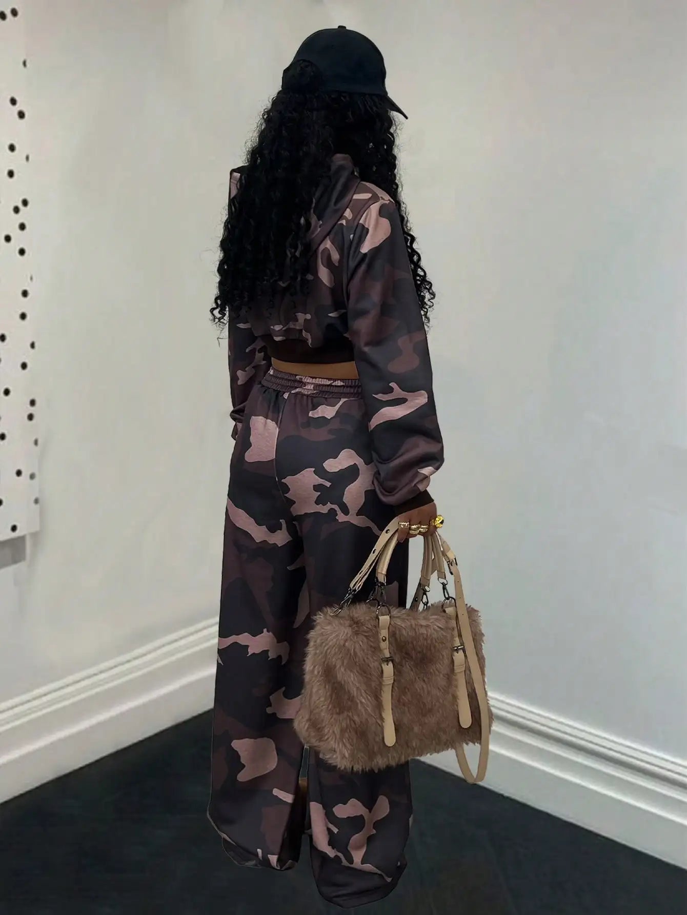 Ed Hardy Skull & Heart Print Cropped Hoodie and Wide Leg Pants Set by MadisonnSavannahBoutique