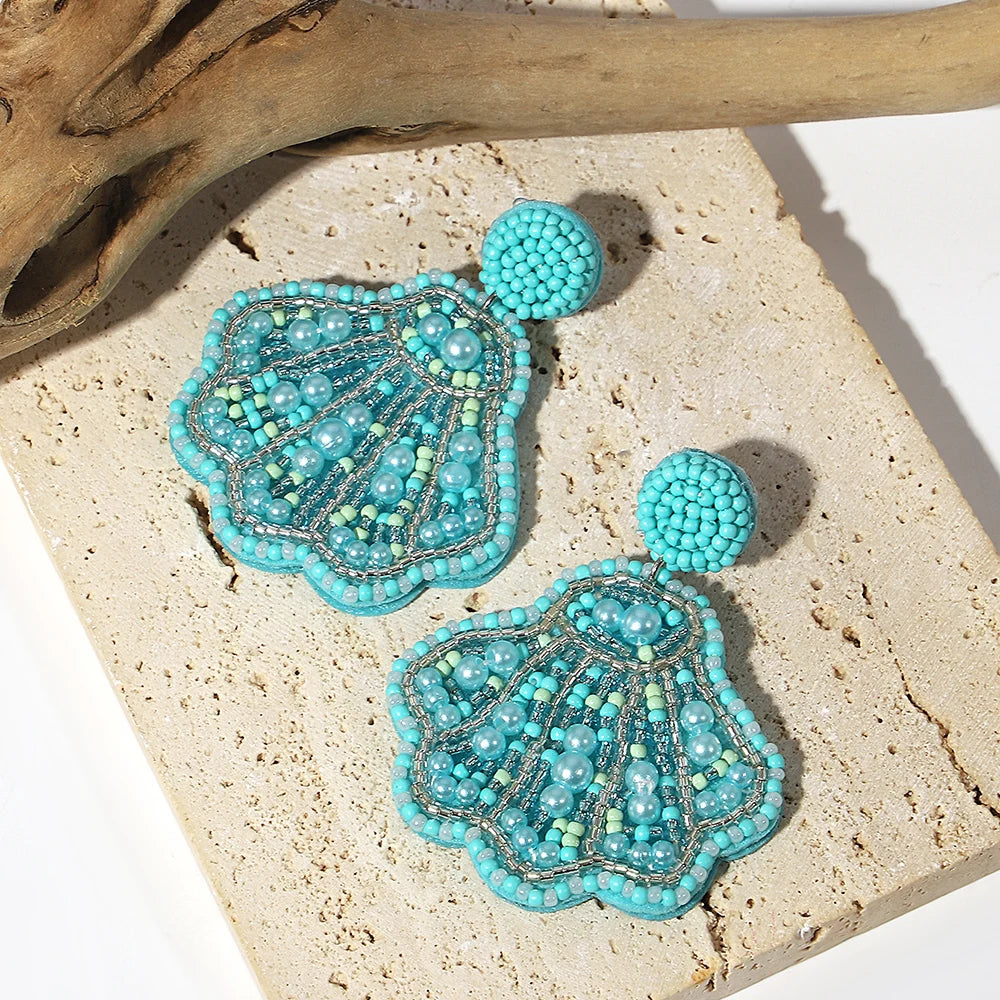 Bohemian Starfish Lobster Conch Seed Bead Drop Earrings Handmade by MadisonnSavannahBoutique