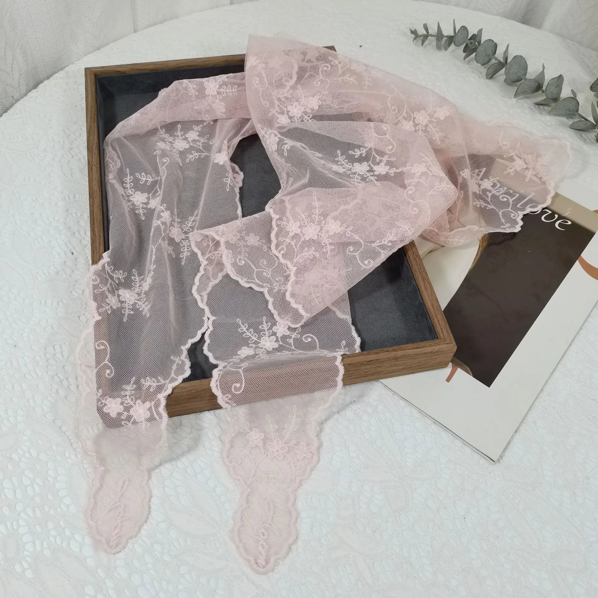 Lace Embroidered Silk Scarf by MadisonnSavannahBoutique