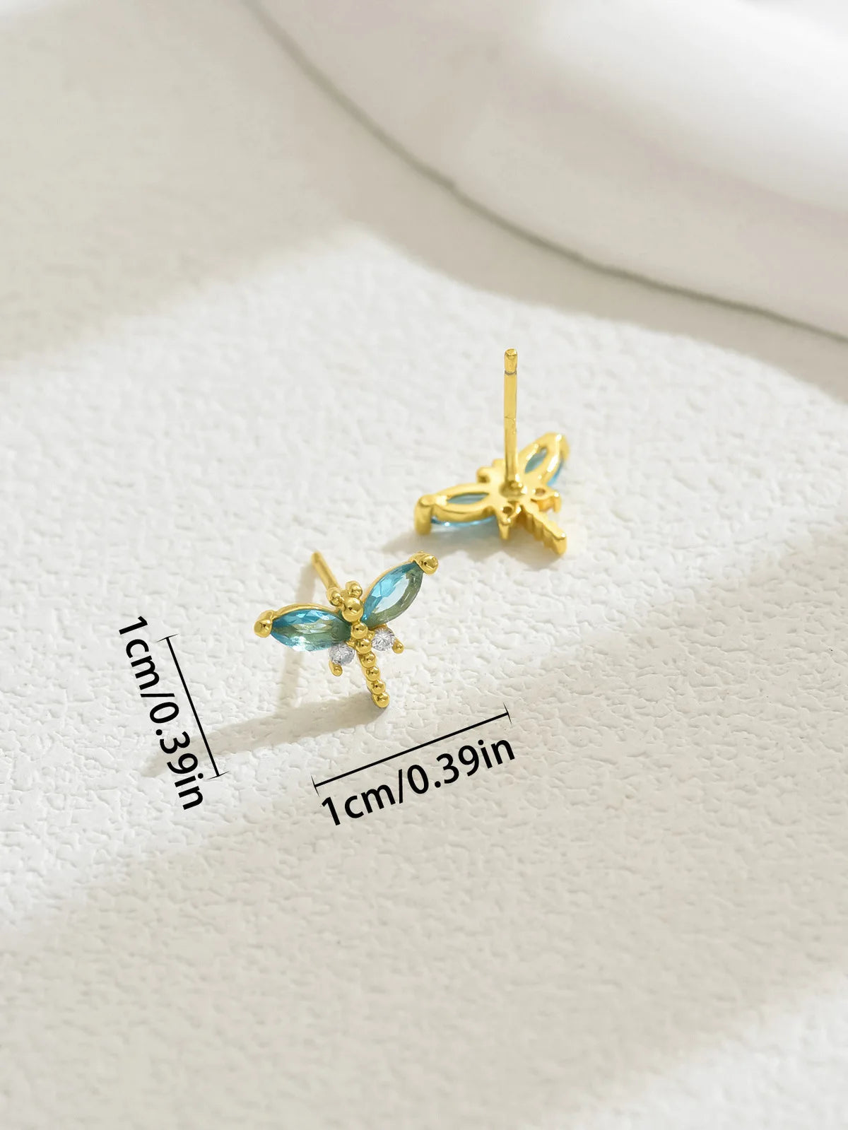 Dragonfly Zirconia Earrings Gold Tone Copper Plated by MadisonnSavannahBoutique