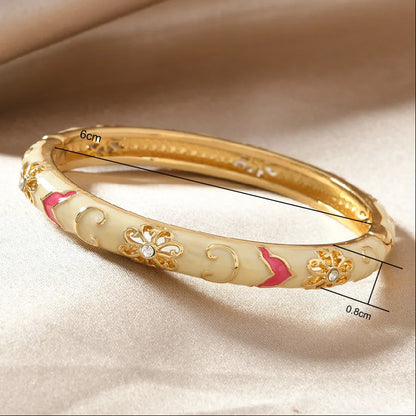 Stainless Steel Multicolor Enamel Flower Bangle by MadisonnSavannahBoutique