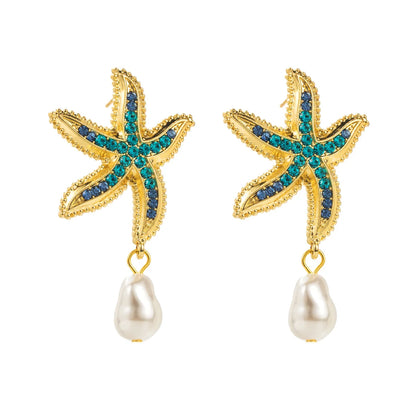 Starfish Earrings Ocean Wind Pearl Earrings by MadisonnSavannahBoutique