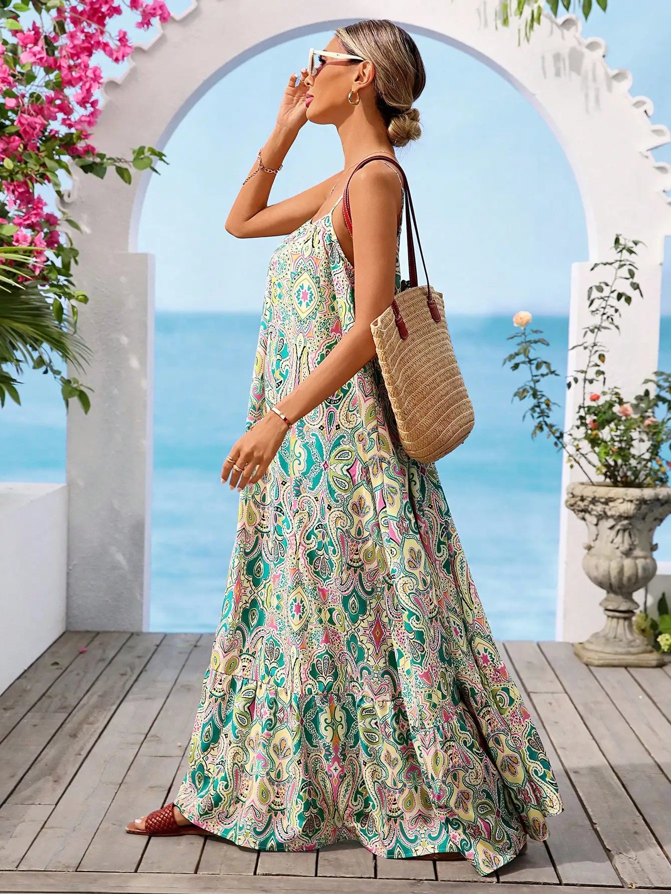 Sleeveless Boho Maxi Dress With Vibrant Paisley Print by MadisonnSavannahBoutique