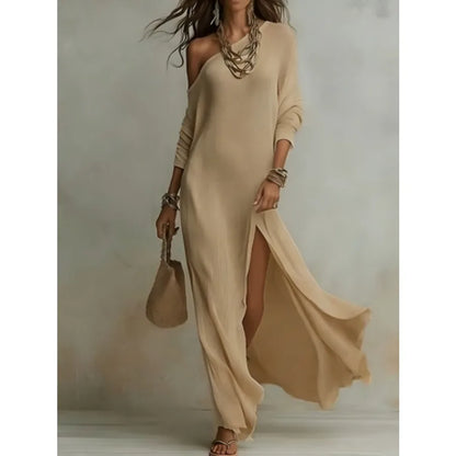 Long-sleeved Knitted Pleated Split Women's Dress by MadisonnSavannahBoutique