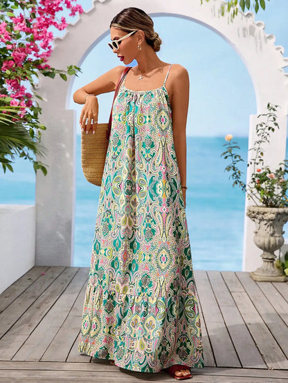 Sleeveless Boho Maxi Dress With Vibrant Paisley Print by MadisonnSavannahBoutique