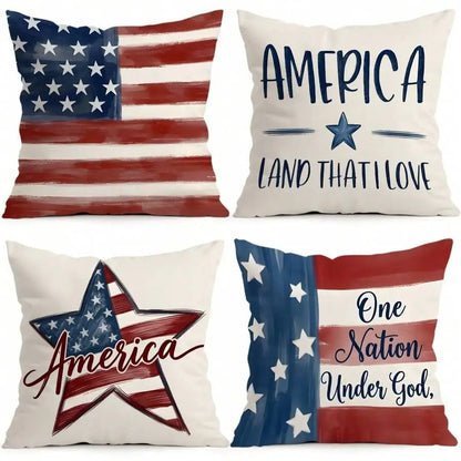 4pcs Patriotic 4th of July Pillow Covers, 18x18 Inch by MadisonnSavannahBoutique