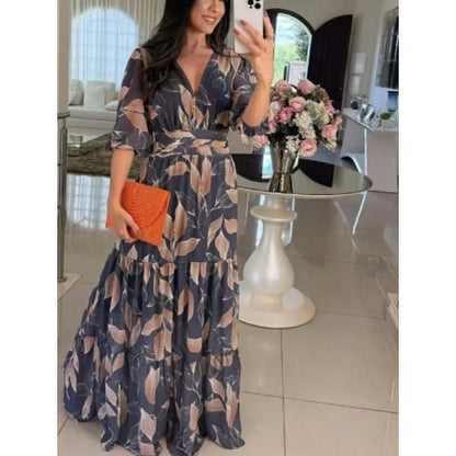 V-neck fashionable long dress by MadisonnSavannahBoutique