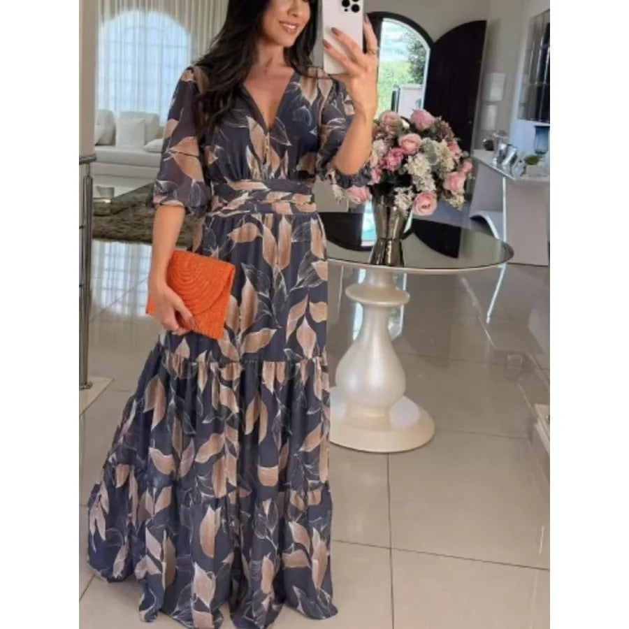 V-neck fashionable long dress by MadisonnSavannahBoutique