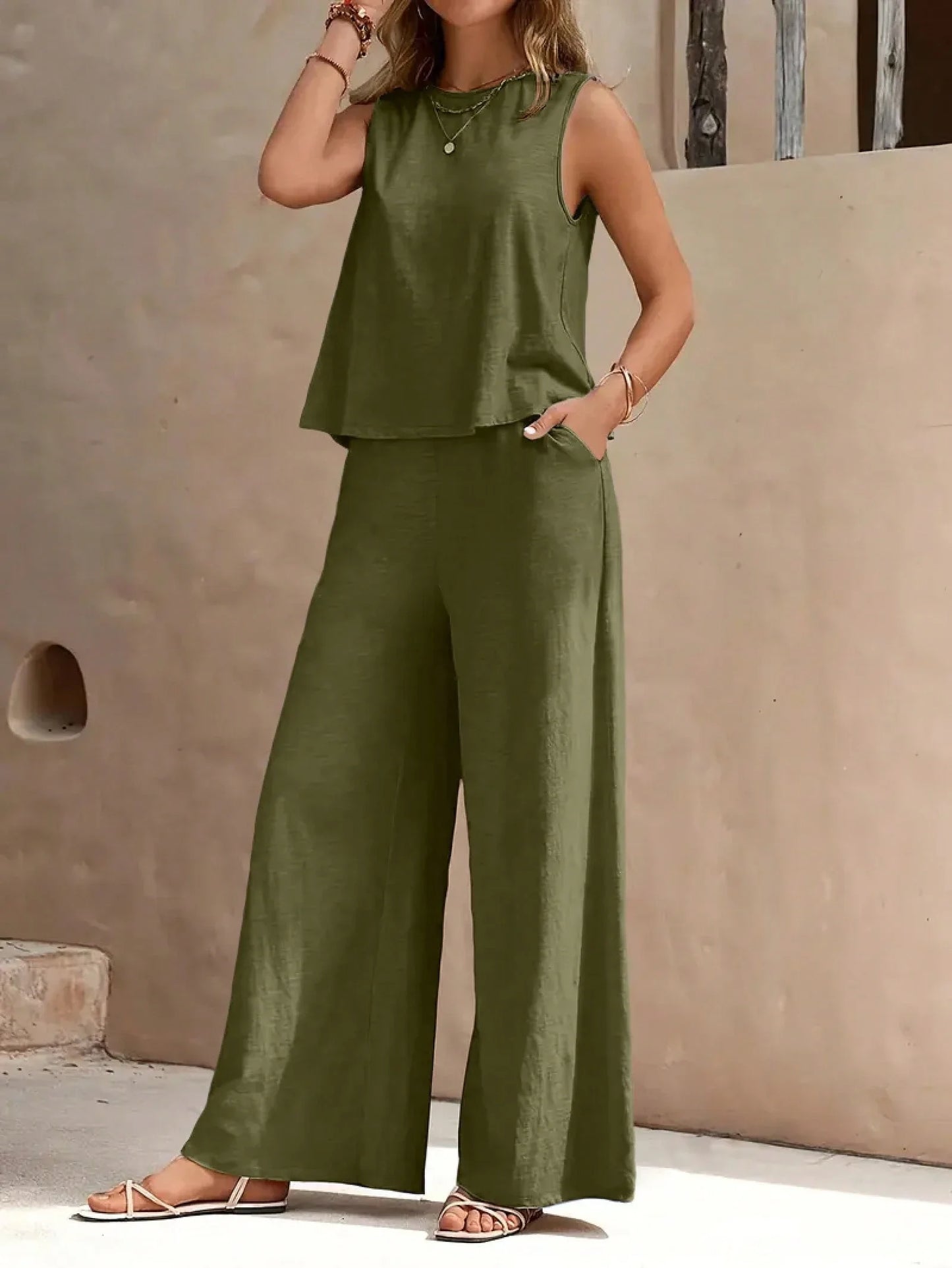 Top And Wide Leg Pants Set by MadisonnSavannahBoutique