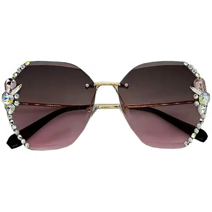 Y2K slim crystal rimless sunglasses. by MadisonnSavannahBoutique