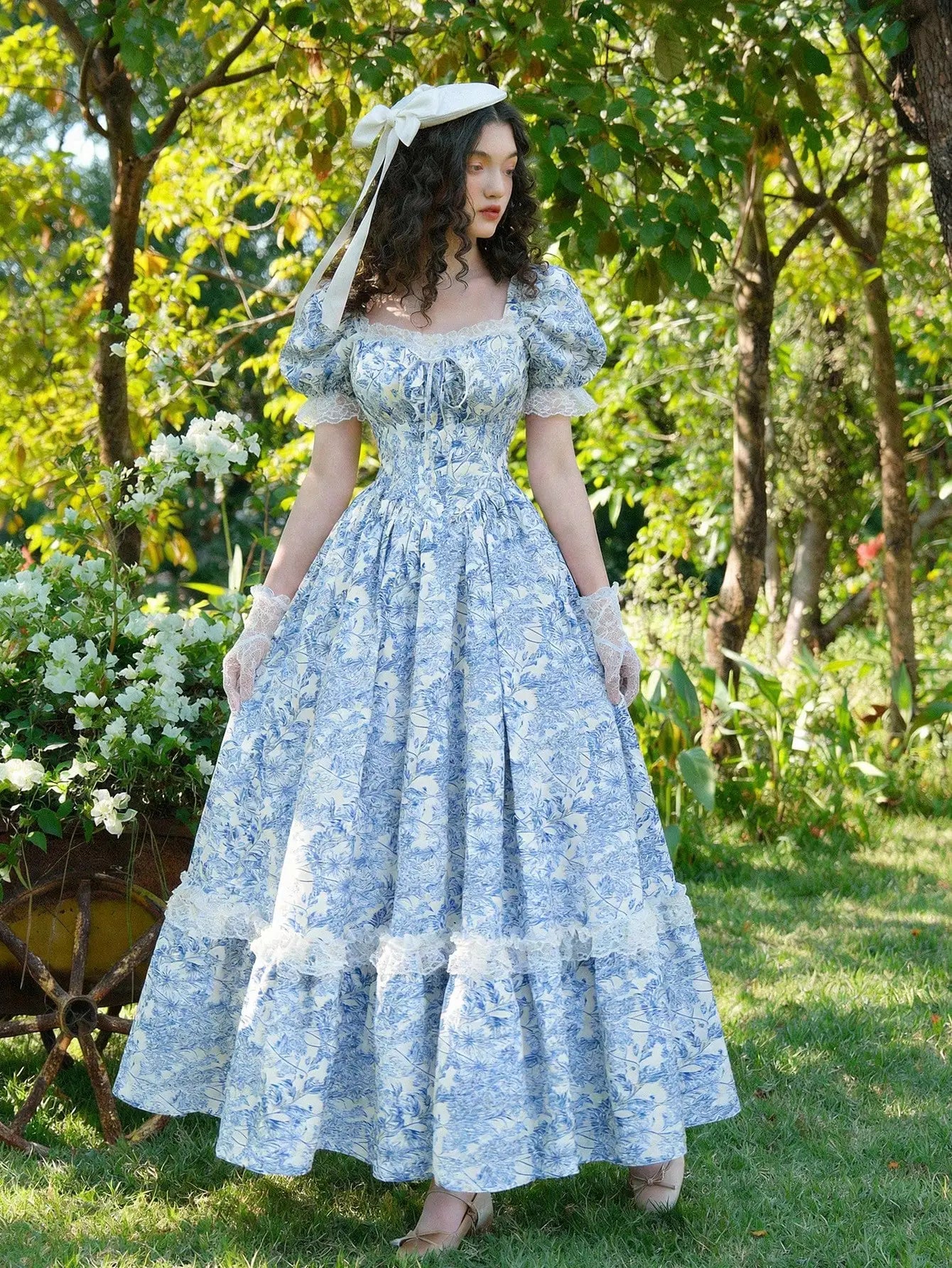 Maxi Dress With Puffed Sleeves, Square Neck, Ruched Bodice, Elegant Style by MadisonnSavannahBoutique