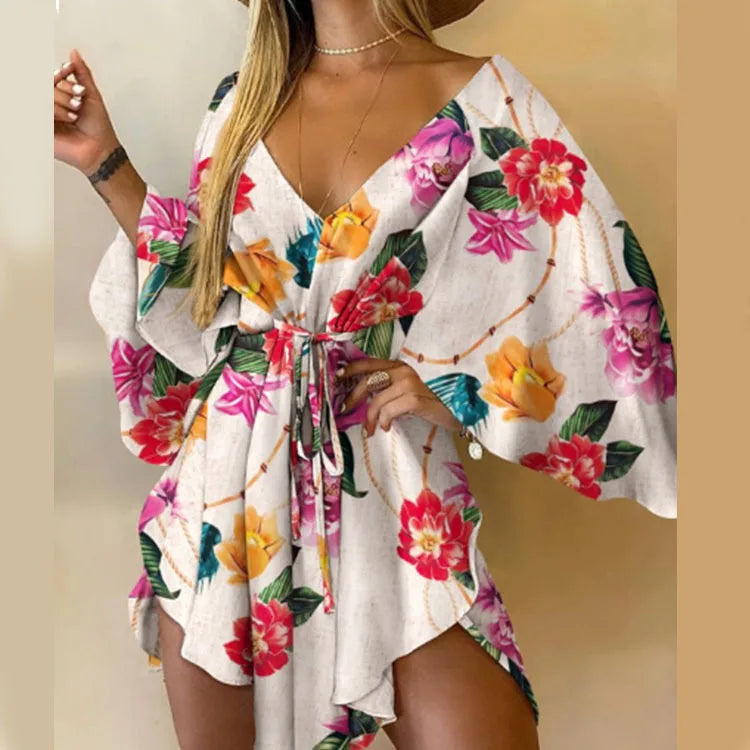 Flowers Print Bohemian Beach cover up by MadisonnSavannahBoutique