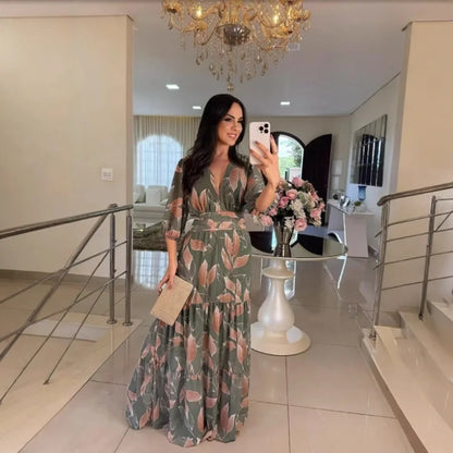 V-neck fashionable long dress by MadisonnSavannahBoutique