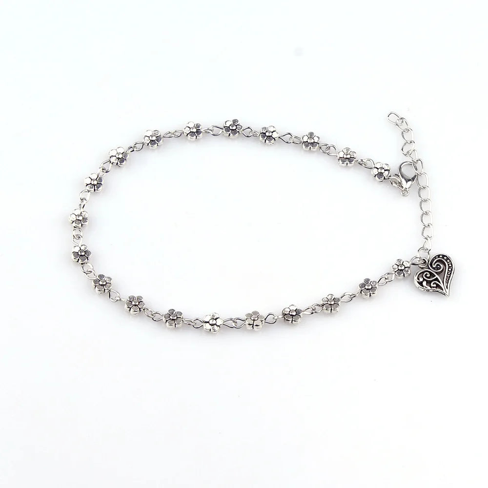 Ankle Bracelet Heart Silver by MadisonnSavannahBoutique
