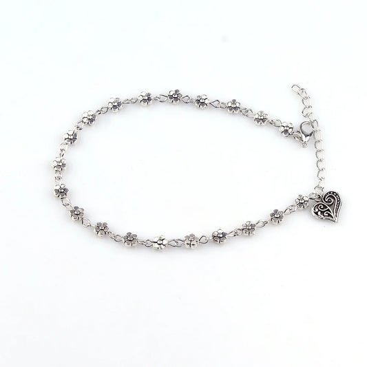 Ankle Bracelet Heart Silver by MadisonnSavannahBoutique