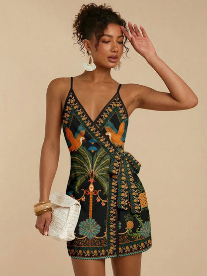 Women Wrap Floral Print Boho Dress Mini by MadisonnSavannahBoutique