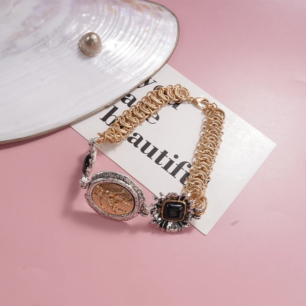 (Gold/Silver + Black Gem) Retro by MadisonnSavannahBoutique