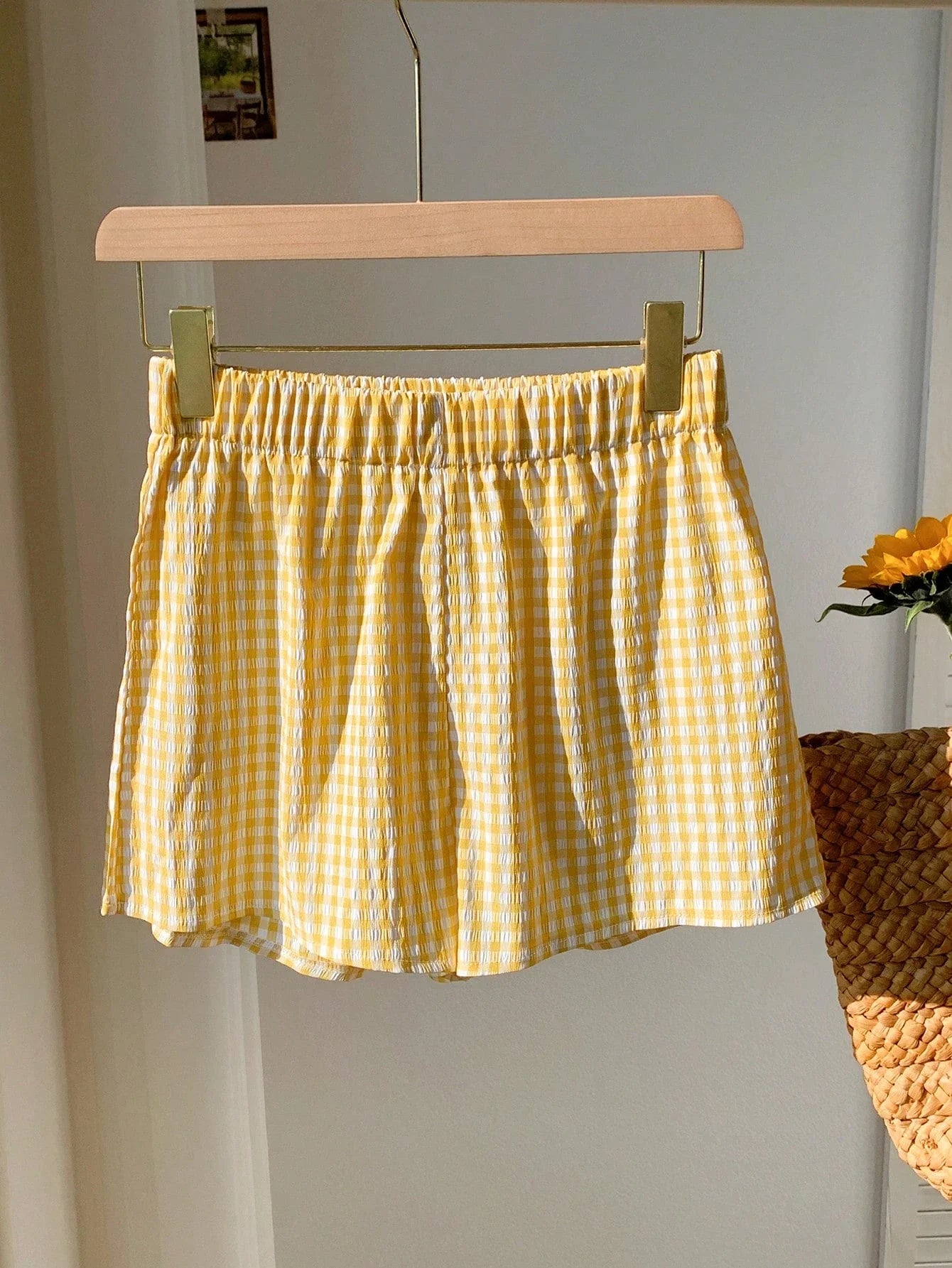 Yellow Gingham Plaid Casual Shorts by MadisonnSavannahBoutique