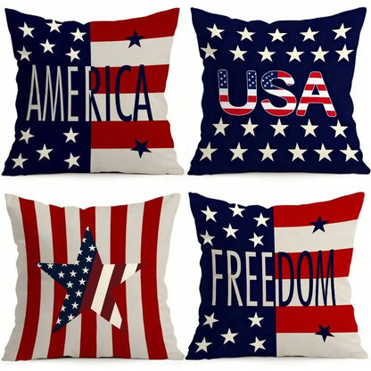 4pcs Patriotic 4th of July Pillow Covers, 18x18 Inch by MadisonnSavannahBoutique