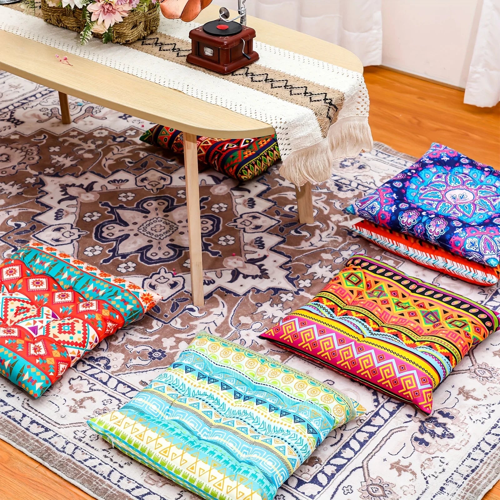 6pcs .15 Inch Boho Floor Cushions by MadisonnSavannahBoutique