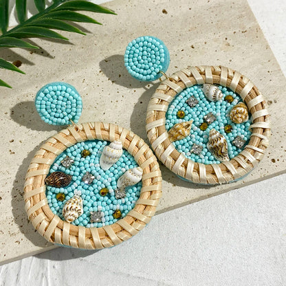 Bohemian Starfish Lobster Conch Seed Bead Drop Earrings Handmade by MadisonnSavannahBoutique