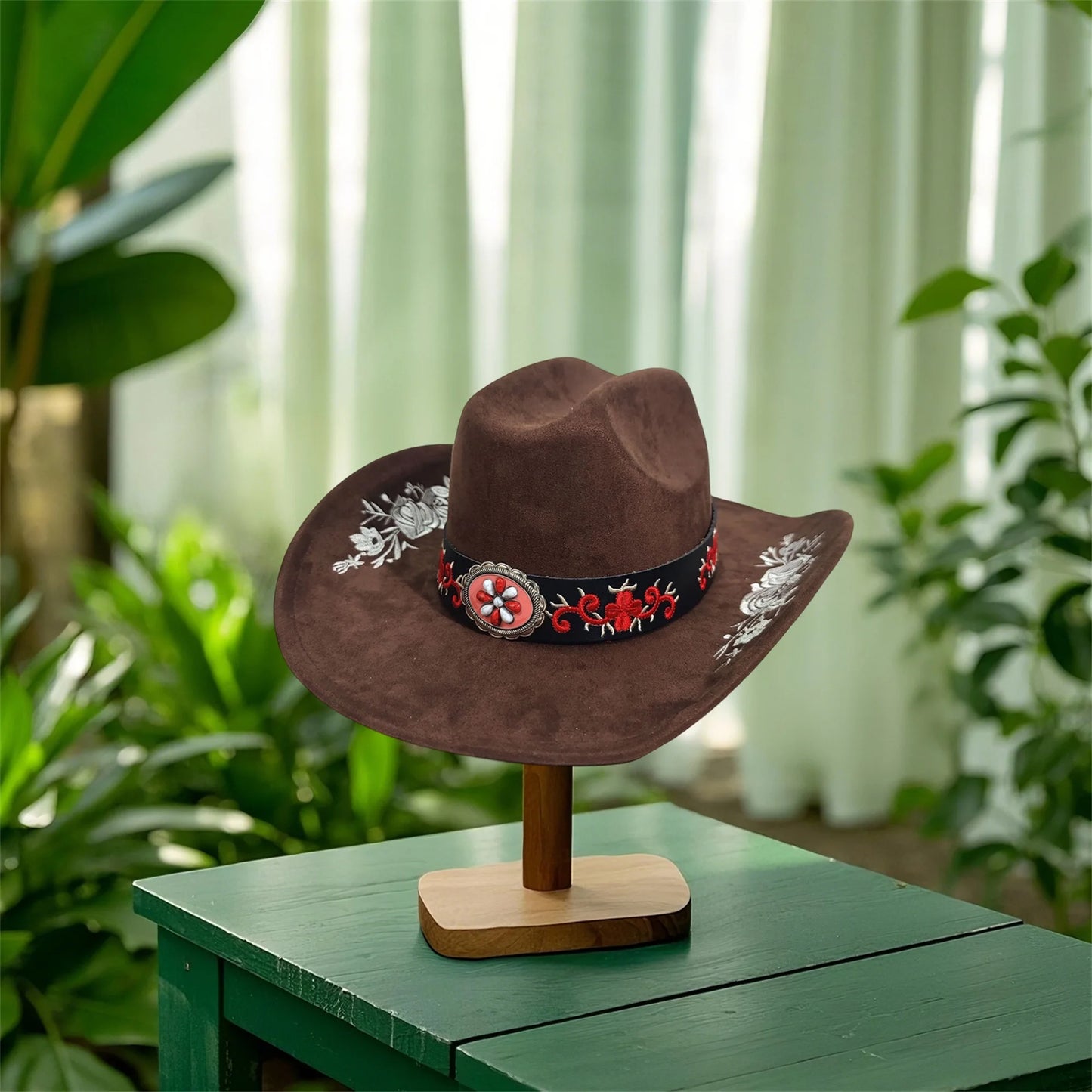 Vintage Boho Style Unisex with Embroidered Floral Design and Wide Brim by MadisonnSavannahBoutique