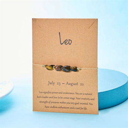 Charm 12 Constellation Irregular Natural Stone Beads Bracelets Birthstone Zodiac Signs by MadisonnSavannahBoutique