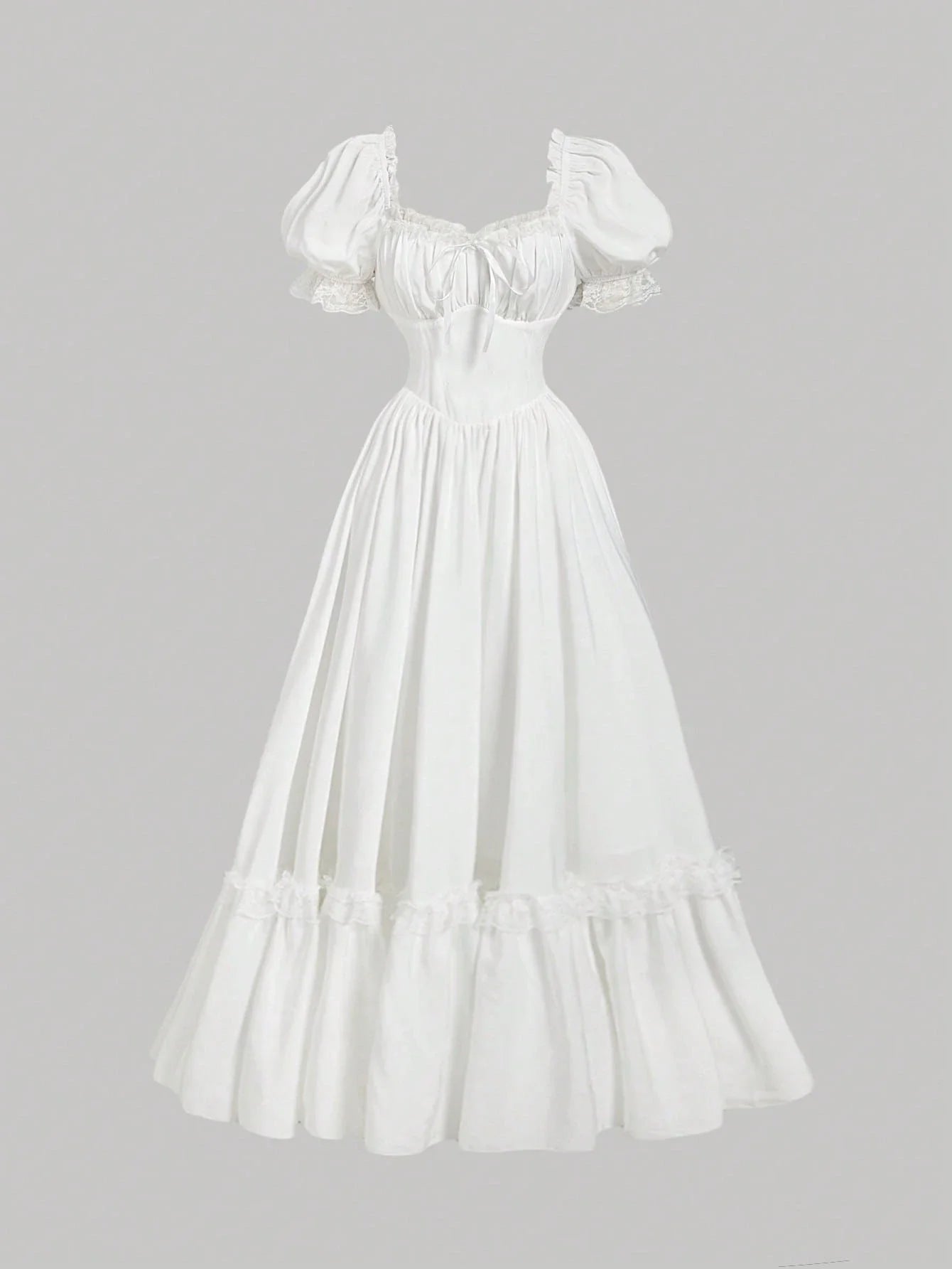 Maxi Dress With Puffed Sleeves, Square Neck, Ruched Bodice, Elegant Style by MadisonnSavannahBoutique
