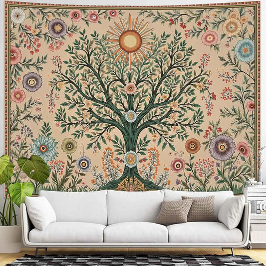 Celestial Sun & Floral Boho Decor 48x36in by MadisonnSavannahBoutique