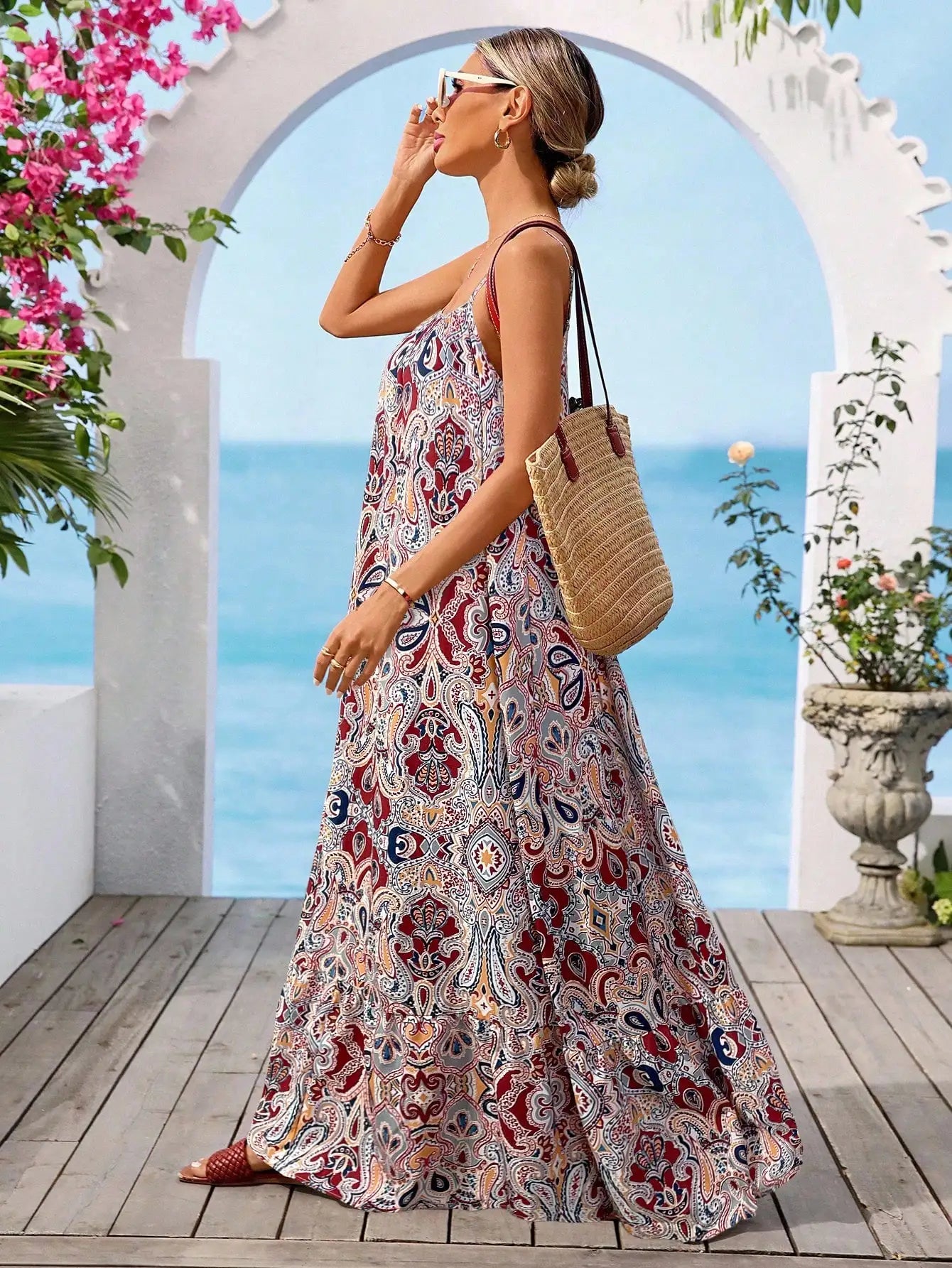 Sleeveless Boho Maxi Dress With Vibrant Paisley Print by MadisonnSavannahBoutique