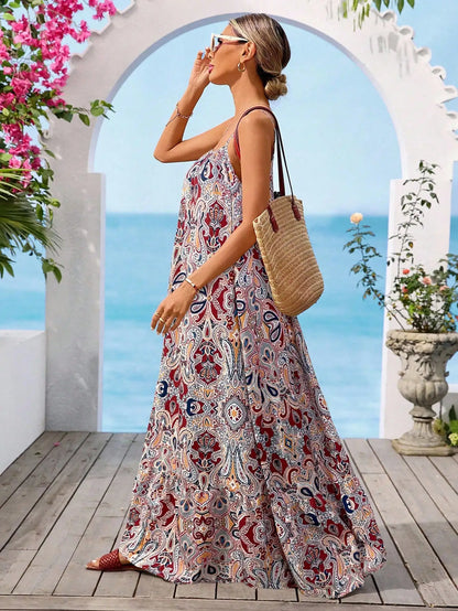 Sleeveless Boho Maxi Dress With Vibrant Paisley Print by MadisonnSavannahBoutique